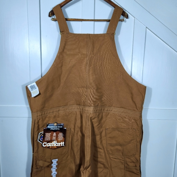 NWT Carhartt Vintage R04 Duck Quilt Lined Double Knee Canvas Overall Tan 50x30 - Picture 7 of 14